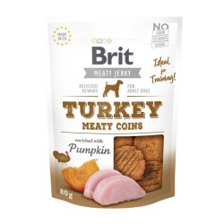 Brit Jerky Turkey Meaty Coins Przysmak Treningowy Indyk i Kurczak 80 g