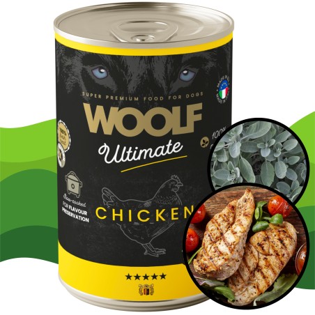 Woolf Ultimate Mokra Karma dla Dorosłego Psa Kurczak z Szałwią 400 g