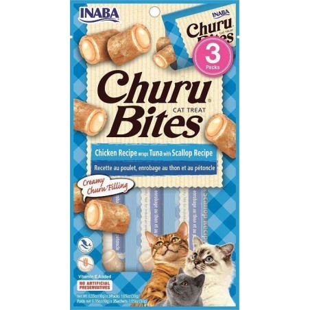Inaba Churu Bites Przysmak dla Kota Kurczak, Tuńczyk i Przegrzebki 3 x 10 g