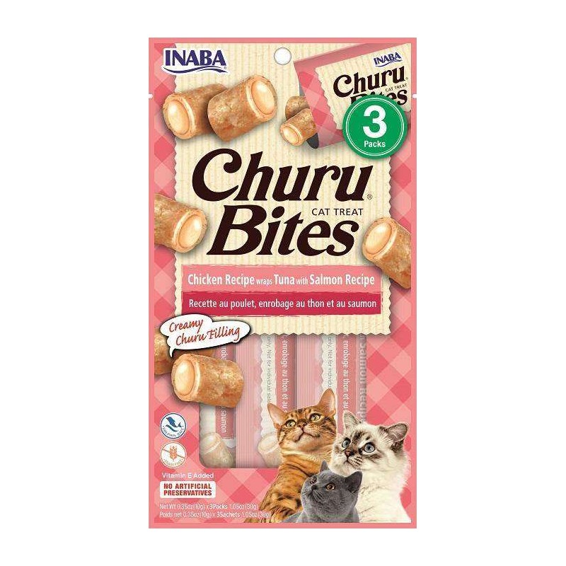 Inaba Churu Bites Przysmak dla Kota Kurczak, Tuńczyk i Łosoś 3 x 10 g