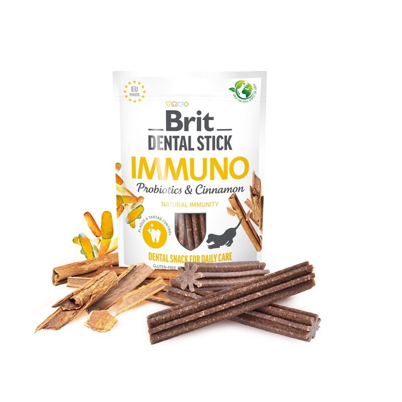 Brit Dental Stick Immuno Gryzak Dentystyczny dla Psa Probiotyki i Cynamon 7 szt. 251 g