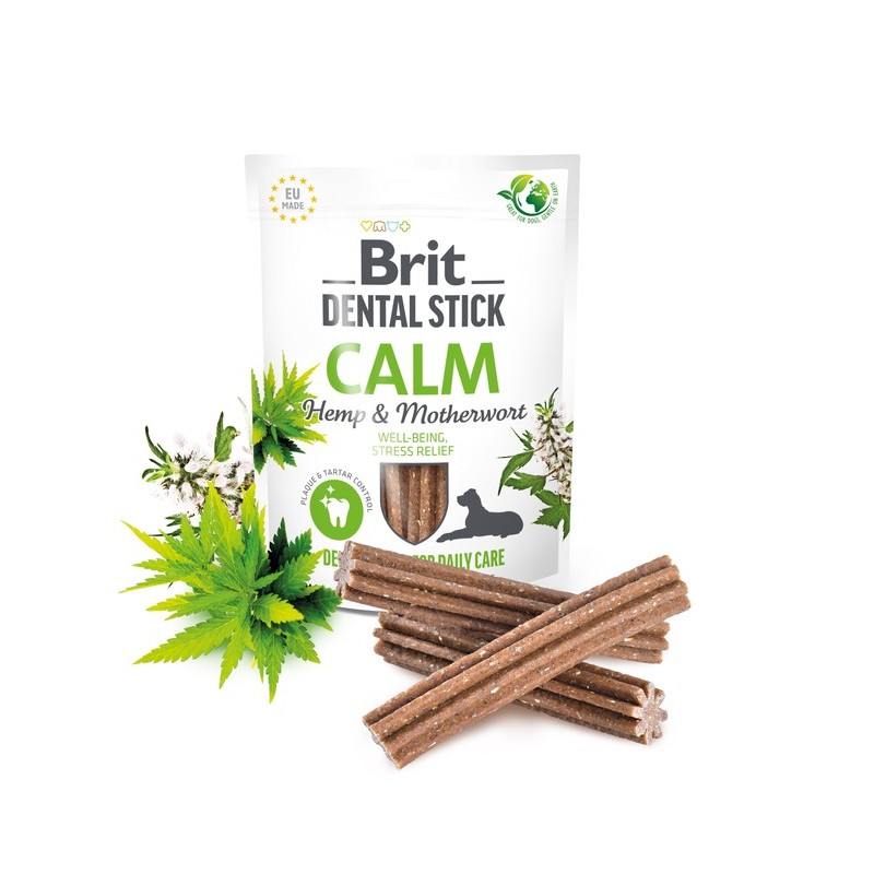 Brit Dental Stick Calm Gryzak Dentystyczny dla Psa Konopie i Serdecznik 7 szt. 251 g