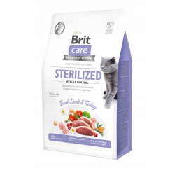 Brit Care Cat Grain-Free Sterilized Weight Control Sucha Karma dla Kota Kaczka i Indyk 400 g