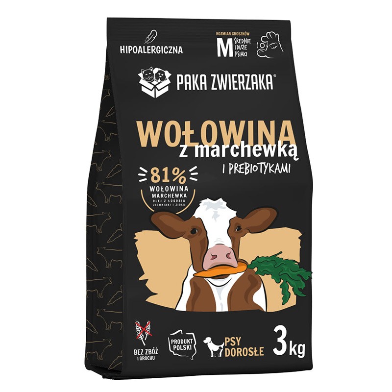 Paka Zwierzaka Seventh Heaven Sucha Karma dla Psa Wołowina z Marchewką M 3 kg