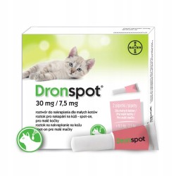Vetoquinol Dronspot 30 mg/7,5 mg Krople na Odrobaczanie Małych Kotów 0,5–2,5 kg 2 x 0,35 ml