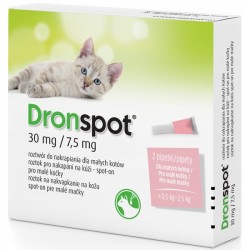 Vetoquinol Dronspot 30 mg/7,5 mg Krople na Odrobaczanie Małych Kotów 0,5–2,5 kg 2 x 0,35 ml