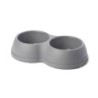 Miska plastikowa podwójna dla psów i kotów L, 1,2L,  szara, 35x20cm,