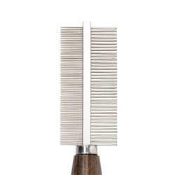 Ekskluzywny grzebień dwustronny,dla zwierząt, z metalową nasadą, drewno bukowe, 38/65 pinów, wym.4x18,8cm