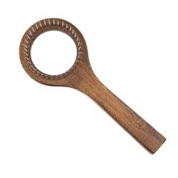 Ekskluzywne zgrzebło typu ring dwustronne ze szczotką,  dla zwierząt, drewno bukowe, stal, włosie sztuczne, wym.8,1x20,6cm