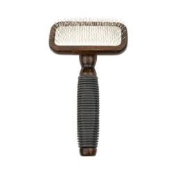 Ekskluzywna szczotka pudlówka prostokątna, dla zwierząt, drewno bukowe, stal, tworzywo TPR, wym. 9,4x16,3cm