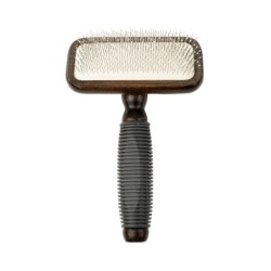 Ekskluzywna szczotka pudlówka prostokątna, dla zwierząt, drewno bukowe, stal, tworzywo TPR, wym. 11x16,8cm