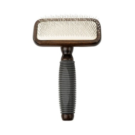 Ekskluzywna szczotka pudlówka prostokątna, dla zwierząt, drewno bukowe, stal, tworzywo TPR, wym. 11x16,8cm