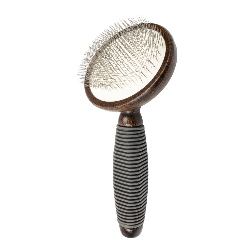 Ekskluzywna szczotka pudlówka, dla zwierząt, drewno bukowe, stal, tworzywo TPR, wym. 9,1x17,9cm