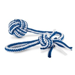 Zabawka, dla psa, sznur z kulą, biało-niebieski, 6,5 x 45 cm
