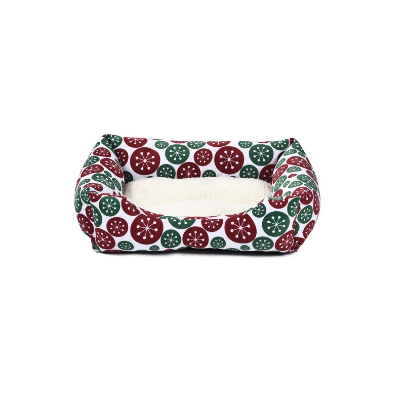 Legowisko dla psa, czerwono/zielone kwiaty, 60x48cm,