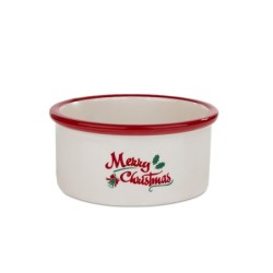 Miska ceramiczna dla psa, Merry Christmas, czerwona, 16x6cm
