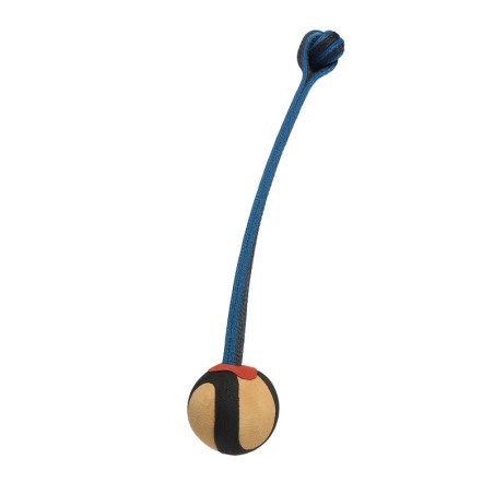 Zabawka, dla psa, skórzana Piłka ze sznurem, niebieska, 40 cm