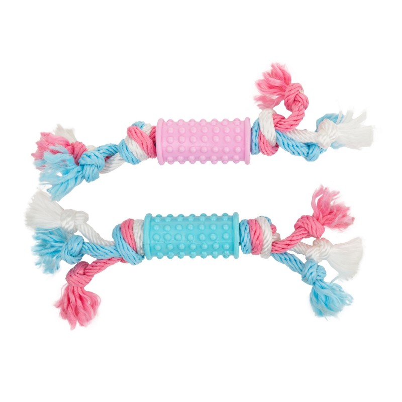 Zabawka, dla psa, roller, 6,5 cm, z liną bawełnianą