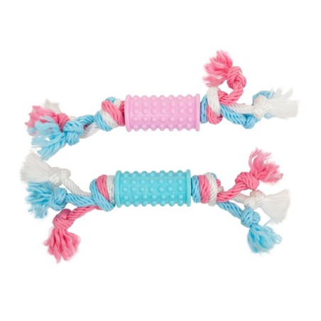 Zabawka, dla psa, roller, 6,5 cm, z liną bawełnianą