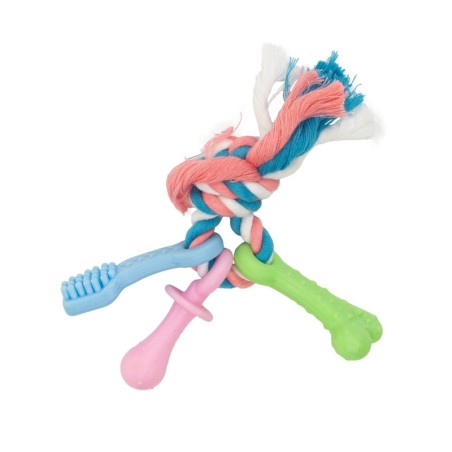 Zabawka, dla psa, trzy gryzaki, 11,5 cm, z liną bawełnianą