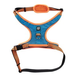 Szelki, dla psa, niebiesko-pomarańczowe, odblaskowe, rozmiar XL, podkładka pod szyję, ob.szyi 66-92cm/ob.klatki 74-121cm