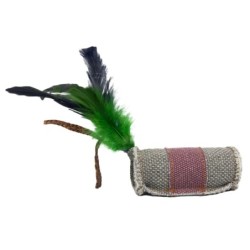 Barry King walec z piórkiem i sznurkiem z trawy z mocnego materiału szary/brązowy 4 x 9,5cm