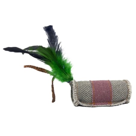 Barry King walec z piórkiem i sznurkiem z trawy z mocnego materiału szary/brązowy 4 x 9,5cm