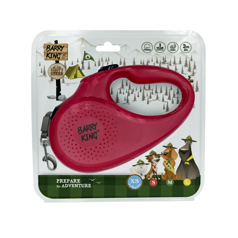 Smycz automatyczna dla psa czerwona XS - sznurek 3m, do 8kg