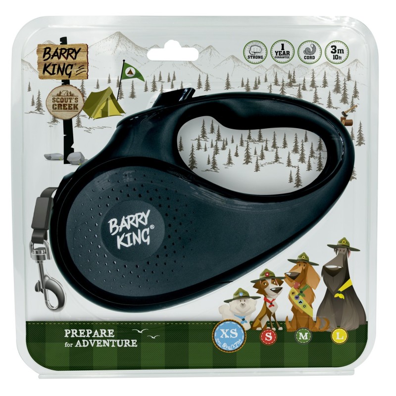 Smycz automatyczna dla psa czarna XS - sznurek 3m, do 8kg