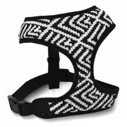 Szelki dla psa, z wytrzymałej tkaniny, wzór aztecki, biało-czarne paski, max. Obw. Szyi 47cm, obw. Klatki 58-78cm