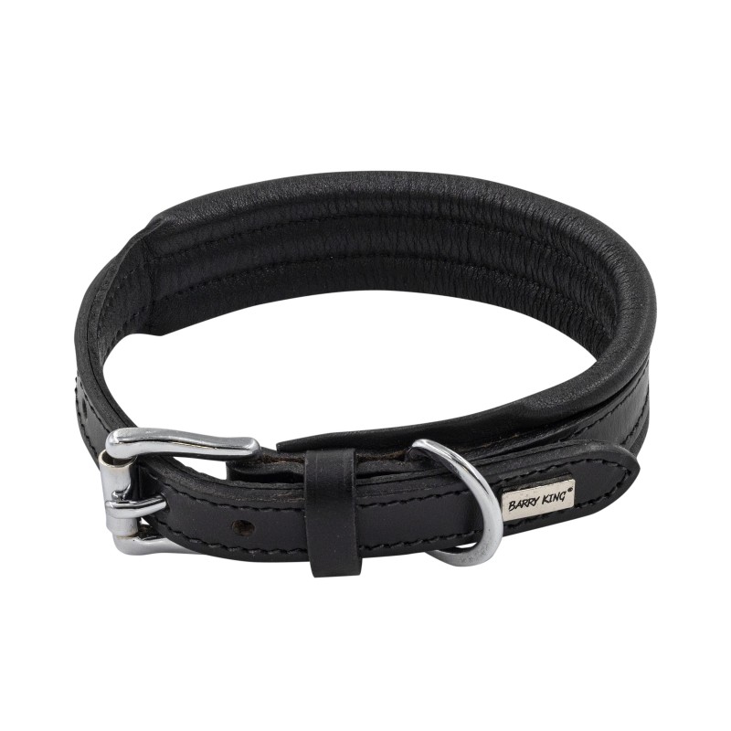 Obroża skórzana, XS 27-33 cm x 22 mm, czarny,  przeszywana