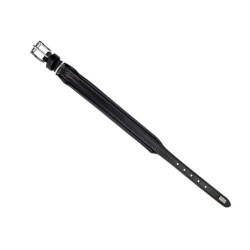 Obroża skórzana, XS 27-33 cm x 22 mm, czarny,  przeszywana