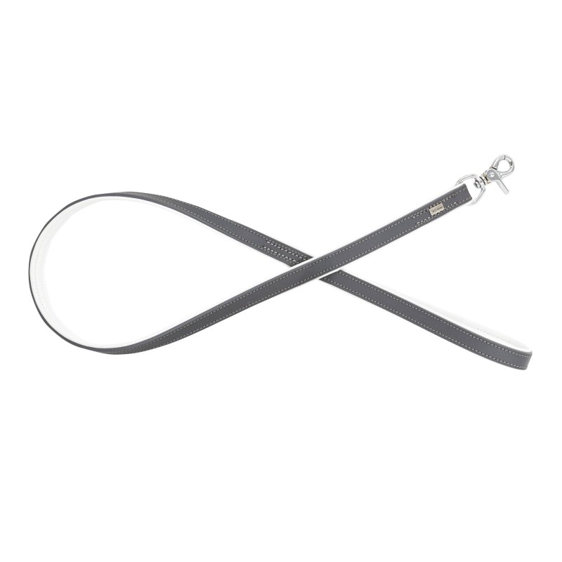 Smycz skórzana, 20 mm / 100 cm, szary/biały