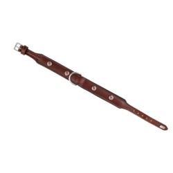 Obroża skórzana, XS 33-38 cm x 26 mm, czerwony-czarny