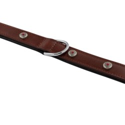 Obroża skórzana, XS 33-38 cm x 26 mm, czerwony-czarny