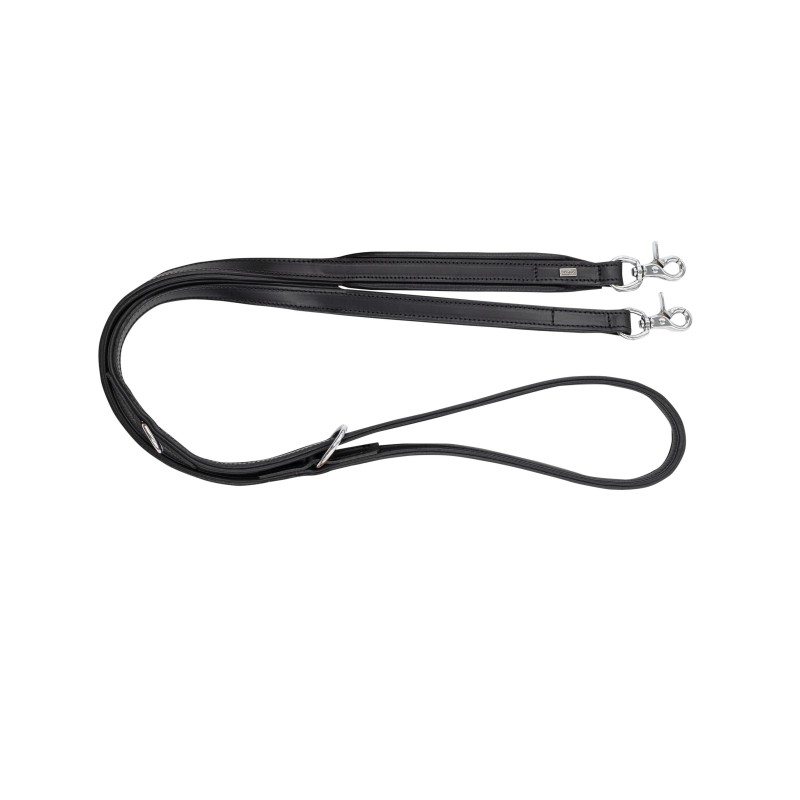 Smycz skórzana, 20 mm x 200 cm, czarny,  przeszywana