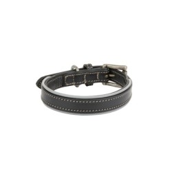 Obroża skórzana, S: 33-40 cm/20 mm, czarny