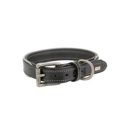 Obroża skórzana, M: 41-48 cm/25 mm, czarny