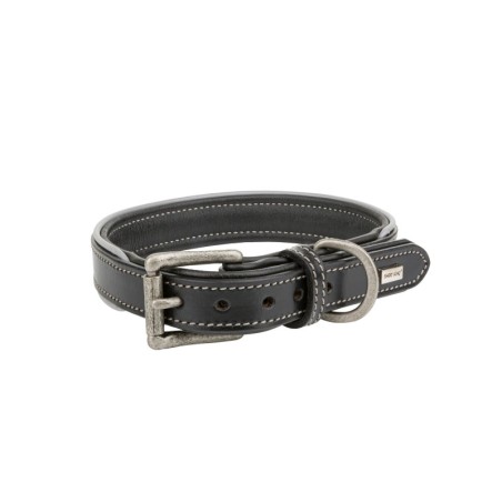 Obroża skórzana, M: 41-48 cm/25 mm, czarny