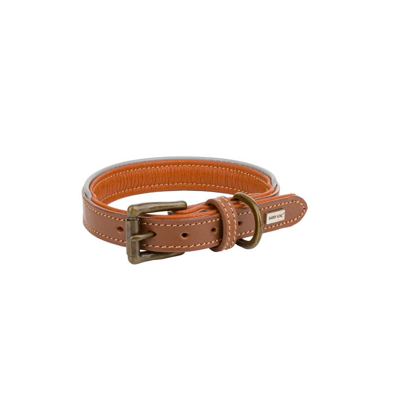 Obroża skórzana, S: 33-40 cm/20 mm, ciemny beż