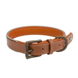 Obroża skórzana, L: 53-63 cm/30 mm, ciemny beż