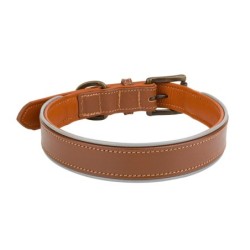 Obroża skórzana, L: 53-63 cm/30 mm, ciemny beż