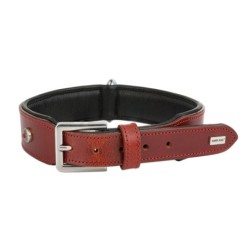 Obroża skórzana, XL: 47-55 cm/39 mm, czerwony/czarny