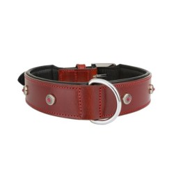 Obroża skórzana, XL: 47-55 cm/39 mm, czerwony/czarny