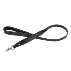 Smycz skórzana, 20 mm / 100 cm, czarny,  przeszywana