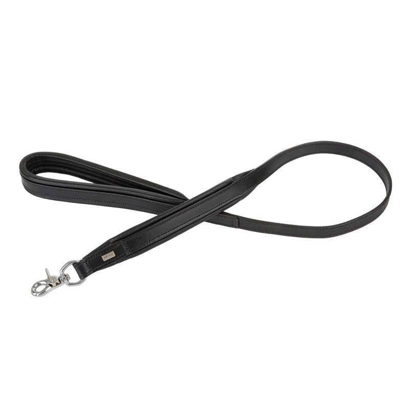 Smycz skórzana, 20 mm / 100 cm, czarny,  przeszywana