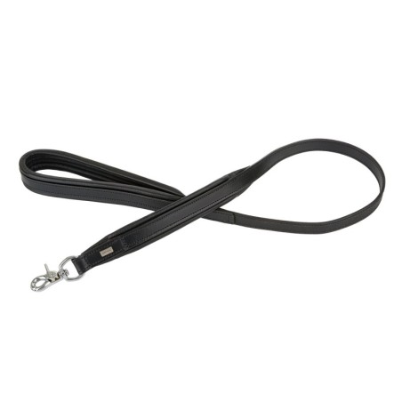 Smycz skórzana, 20 mm / 100 cm, czarny,  przeszywana