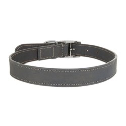 Obroża skórzana, L: 48-58 cm/25 mm, szary