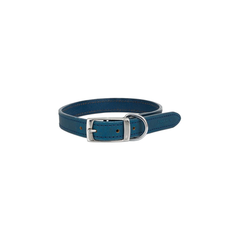 Obroża skórzana, S: 31-38 cm/16 mm, niebieski
