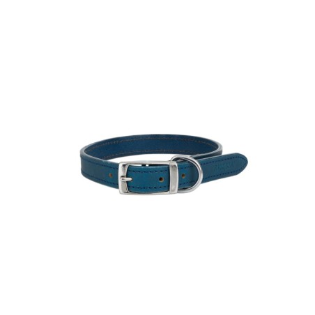 Obroża skórzana, S: 31-38 cm/16 mm, niebieski